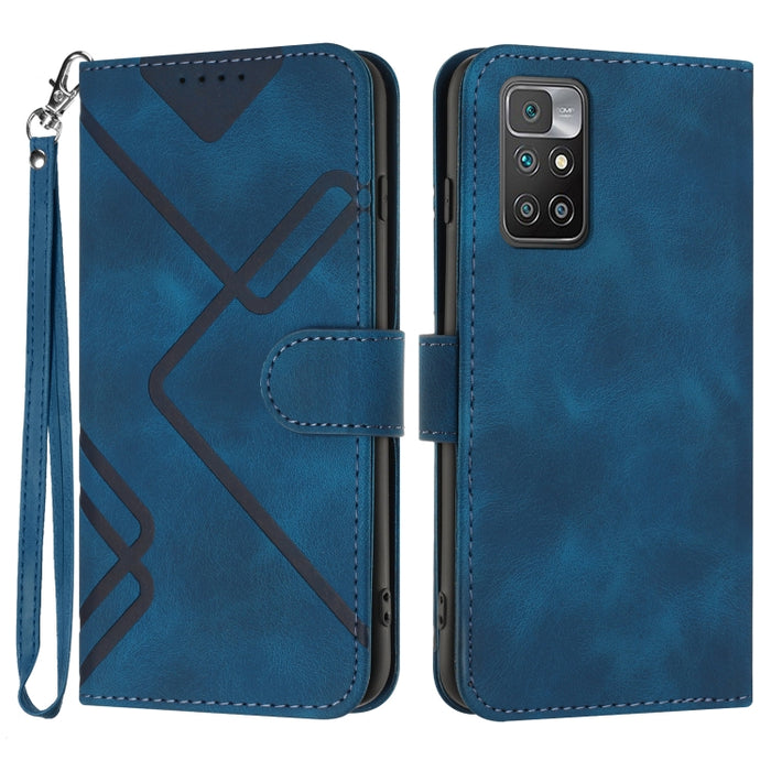 Estuche para teléfono de cuero con patrón de línea y sensación de piel, For Xiaomi Poco M5, For Xiaomi Poco M5s 4G Global, For Xiaomi Redmi Note 11 Pro 4G/5G Global, For Xiaomi Redmi Note 11SE 4G India, For Xiaomi Redmi 10 Power, For Xiaomi Redmi 10A 4...