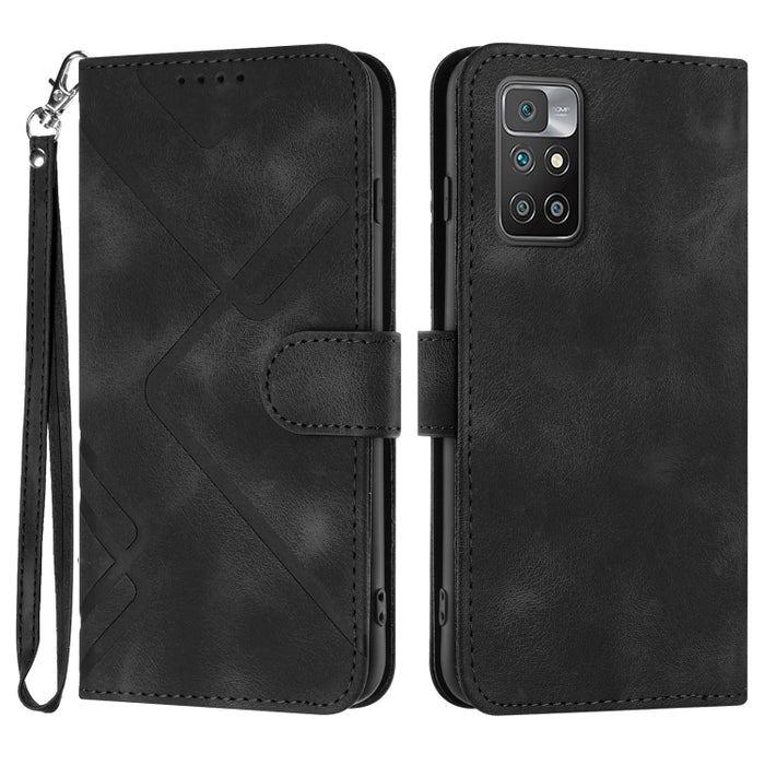 Estuche para teléfono de cuero con patrón de línea y sensación de piel, For Xiaomi Poco M5, For Xiaomi Poco M5s 4G Global, For Xiaomi Redmi Note 11 Pro 4G/5G Global, For Xiaomi Redmi Note 11SE 4G India, For Xiaomi Redmi 10 Power, For Xiaomi Redmi 10A 4...