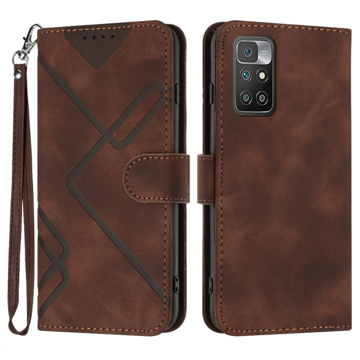 Estuche para teléfono de cuero con patrón de línea y sensación de piel, For Xiaomi Poco M5, For Xiaomi Poco M5s 4G Global, For Xiaomi Redmi Note 11 Pro 4G/5G Global, For Xiaomi Redmi Note 11SE 4G India, For Xiaomi Redmi 10 Power, For Xiaomi Redmi 10A 4...
