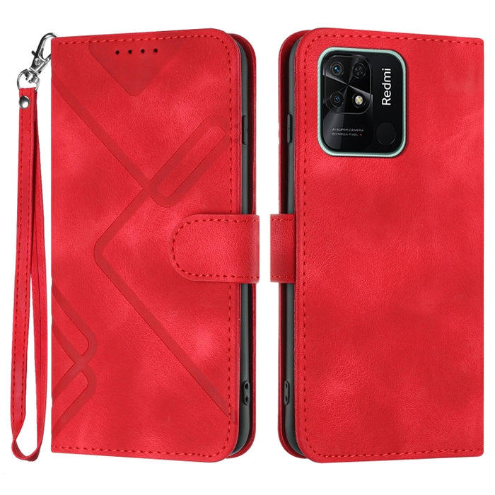 Estuche para teléfono de cuero con patrón de línea y sensación de piel, For Xiaomi Poco M5, For Xiaomi Poco M5s 4G Global, For Xiaomi Redmi Note 11 Pro 4G/5G Global, For Xiaomi Redmi Note 11SE 4G India, For Xiaomi Redmi 10 Power, For Xiaomi Redmi 10A 4...