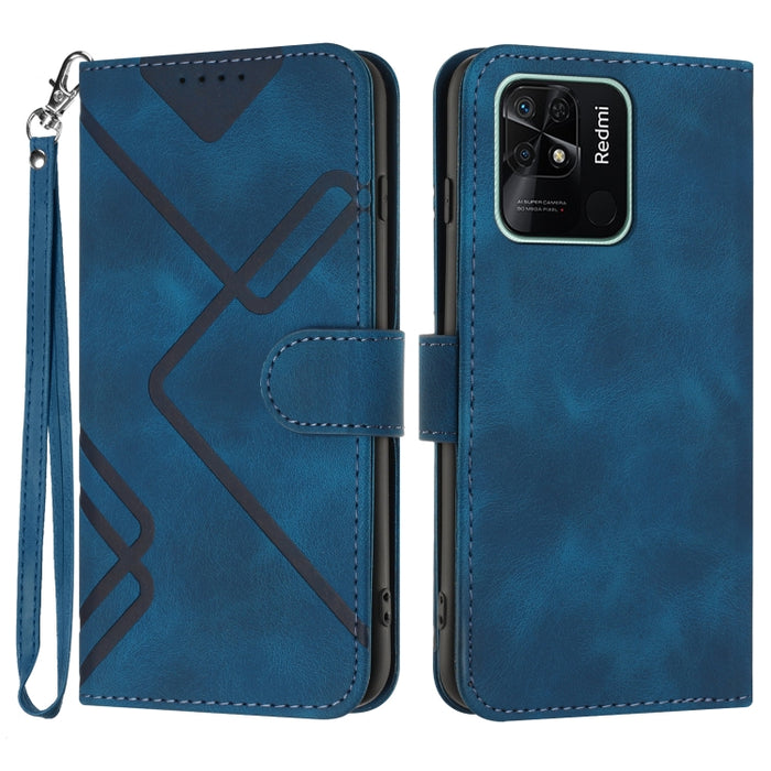 Estuche para teléfono de cuero con patrón de línea y sensación de piel, For Xiaomi Poco M5, For Xiaomi Poco M5s 4G Global, For Xiaomi Redmi Note 11 Pro 4G/5G Global, For Xiaomi Redmi Note 11SE 4G India, For Xiaomi Redmi 10 Power, For Xiaomi Redmi 10A 4...