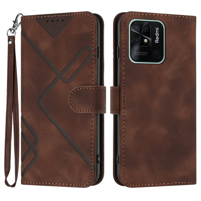 Estuche para teléfono de cuero con patrón de línea y sensación de piel, For Xiaomi Poco M5, For Xiaomi Poco M5s 4G Global, For Xiaomi Redmi Note 11 Pro 4G/5G Global, For Xiaomi Redmi Note 11SE 4G India, For Xiaomi Redmi 10 Power, For Xiaomi Redmi 10A 4...