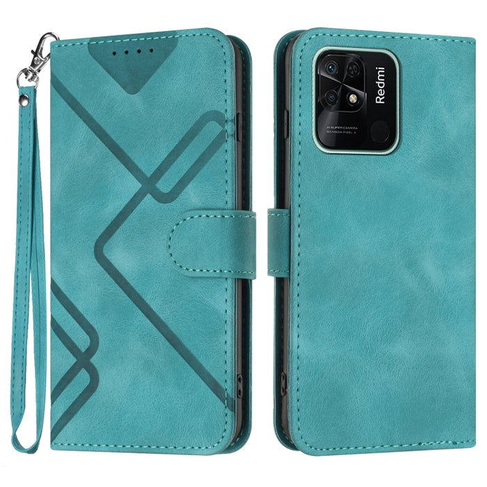 Estuche para teléfono de cuero con patrón de línea y sensación de piel, For Xiaomi Poco M5, For Xiaomi Poco M5s 4G Global, For Xiaomi Redmi Note 11 Pro 4G/5G Global, For Xiaomi Redmi Note 11SE 4G India, For Xiaomi Redmi 10 Power, For Xiaomi Redmi 10A 4...
