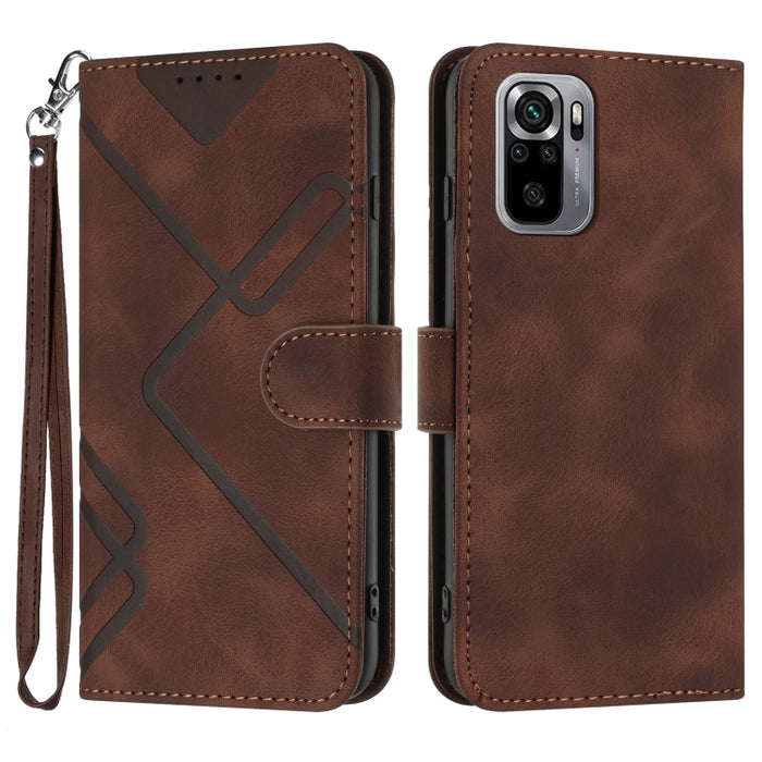 Estuche para teléfono de cuero con patrón de línea y sensación de piel, For Xiaomi Redmi Note 10S 4G Global, For Xiaomi Redmi Note 10 Pro Max, For Xiaomi Redmi Note 10 Pro 4G Global, For Xiaomi Redmi Note 10 4G Global, For Xiaomi Poco M3/Redmi 9T      ...