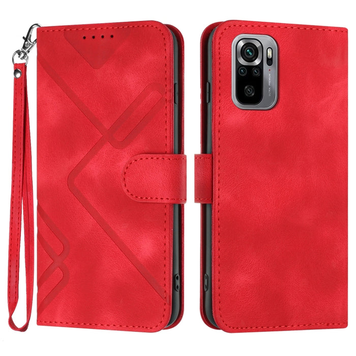 Estuche para teléfono de cuero con patrón de línea y sensación de piel, For Xiaomi Redmi Note 10S 4G Global, For Xiaomi Redmi Note 10 Pro Max, For Xiaomi Redmi Note 10 Pro 4G Global, For Xiaomi Redmi Note 10 4G Global, For Xiaomi Poco M3/Redmi 9T      ...
