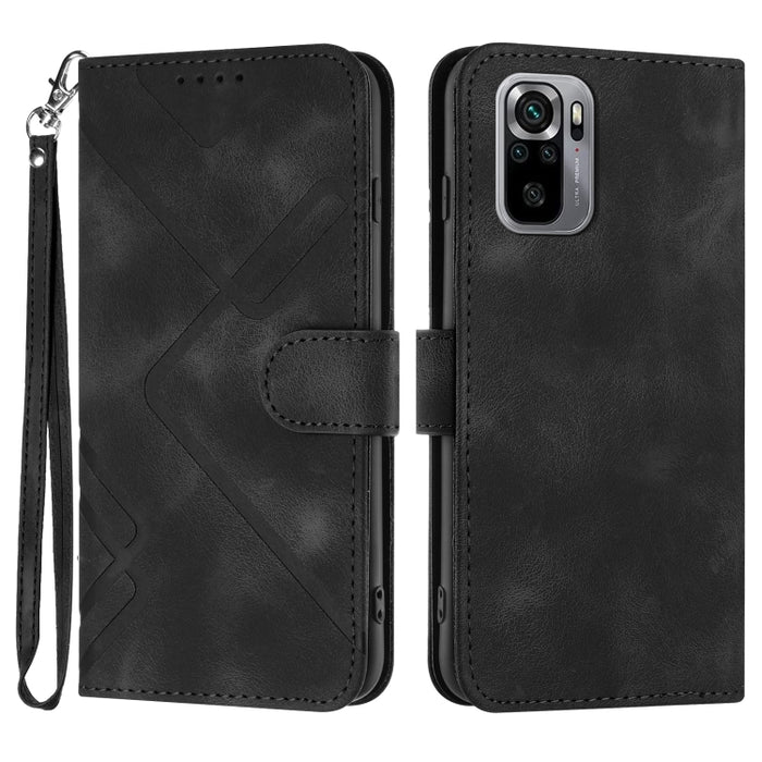 Estuche para teléfono de cuero con patrón de línea y sensación de piel, For Xiaomi Redmi Note 10S 4G Global, For Xiaomi Redmi Note 10 Pro Max, For Xiaomi Redmi Note 10 Pro 4G Global, For Xiaomi Redmi Note 10 4G Global, For Xiaomi Poco M3/Redmi 9T      ...