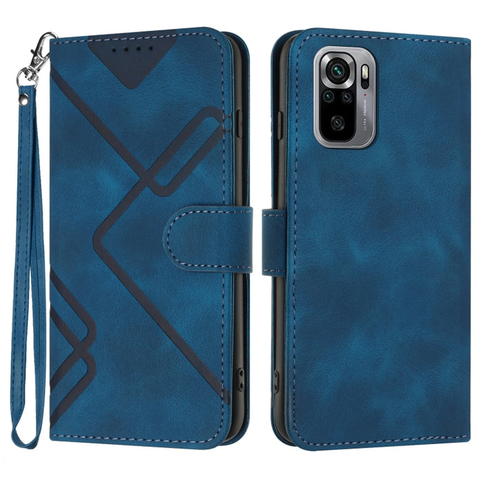 Estuche para teléfono de cuero con patrón de línea y sensación de piel, For Xiaomi Poco M5, For Xiaomi Poco M5s 4G Global, For Xiaomi Redmi Note 11 Pro 4G/5G Global, For Xiaomi Redmi Note 11SE 4G India, For Xiaomi Redmi 10 Power, For Xiaomi Redmi 10A 4...