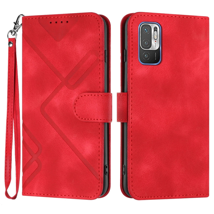 Estuche para teléfono de cuero con patrón de línea y sensación de piel, For Xiaomi Poco M5, For Xiaomi Poco M5s 4G Global, For Xiaomi Redmi Note 11 Pro 4G/5G Global, For Xiaomi Redmi Note 11SE 4G India, For Xiaomi Redmi 10 Power, For Xiaomi Redmi 10A 4...