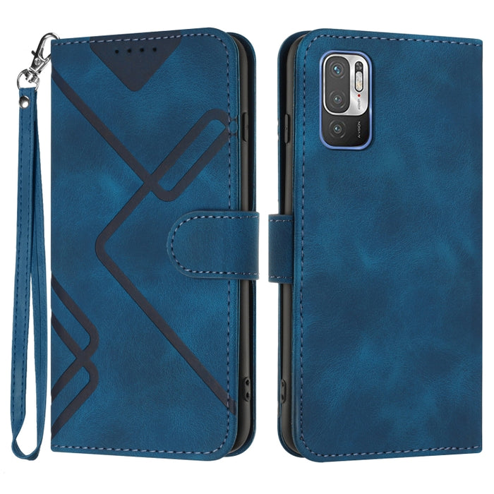 Estuche para teléfono de cuero con patrón de línea y sensación de piel, For Xiaomi Poco M5, For Xiaomi Poco M5s 4G Global, For Xiaomi Redmi Note 11 Pro 4G/5G Global, For Xiaomi Redmi Note 11SE 4G India, For Xiaomi Redmi 10 Power, For Xiaomi Redmi 10A 4...