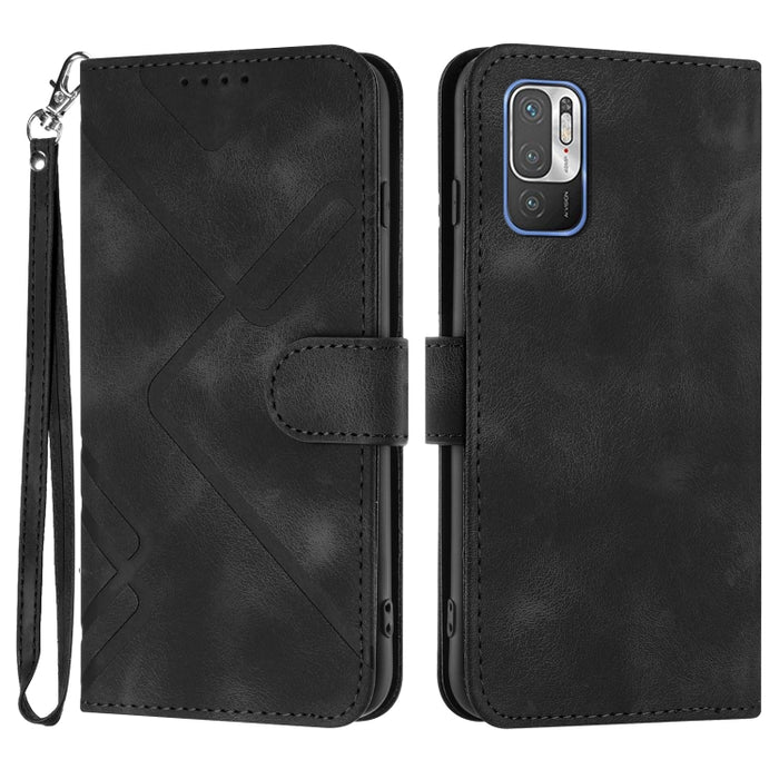 Estuche para teléfono de cuero con patrón de línea y sensación de piel, For Xiaomi Poco M5, For Xiaomi Poco M5s 4G Global, For Xiaomi Redmi Note 11 Pro 4G/5G Global, For Xiaomi Redmi Note 11SE 4G India, For Xiaomi Redmi 10 Power, For Xiaomi Redmi 10A 4...