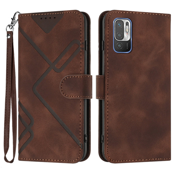 Estuche para teléfono de cuero con patrón de línea y sensación de piel, For Xiaomi Poco M5, For Xiaomi Poco M5s 4G Global, For Xiaomi Redmi Note 11 Pro 4G/5G Global, For Xiaomi Redmi Note 11SE 4G India, For Xiaomi Redmi 10 Power, For Xiaomi Redmi 10A 4...