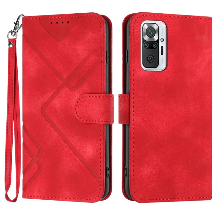 Estuche para teléfono de cuero con patrón de línea y sensación de piel, For Xiaomi Redmi Note 10S 4G Global, For Xiaomi Redmi Note 10 Pro Max, For Xiaomi Redmi Note 10 Pro 4G Global, For Xiaomi Redmi Note 10 4G Global, For Xiaomi Poco M3/Redmi 9T      ...
