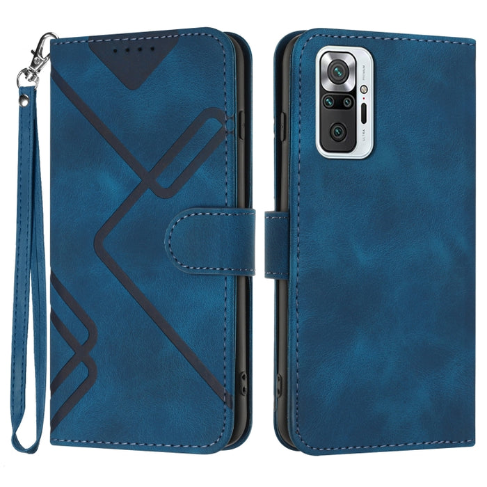 Estuche para teléfono de cuero con patrón de línea y sensación de piel, For Xiaomi Redmi Note 10S 4G Global, For Xiaomi Redmi Note 10 Pro Max, For Xiaomi Redmi Note 10 Pro 4G Global, For Xiaomi Redmi Note 10 4G Global, For Xiaomi Poco M3/Redmi 9T      ...