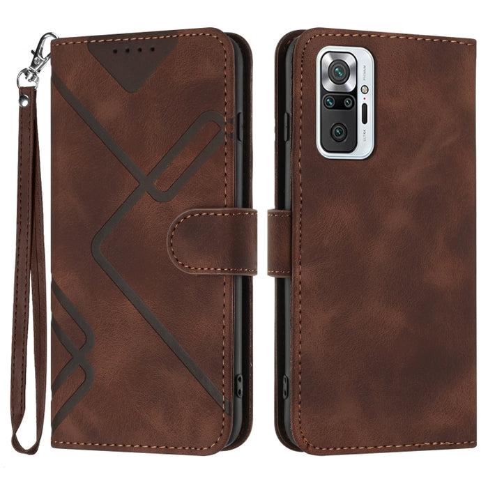 Estuche para teléfono de cuero con patrón de línea y sensación de piel, For Xiaomi Redmi Note 10S 4G Global, For Xiaomi Redmi Note 10 Pro Max, For Xiaomi Redmi Note 10 Pro 4G Global, For Xiaomi Redmi Note 10 4G Global, For Xiaomi Poco M3/Redmi 9T      ...