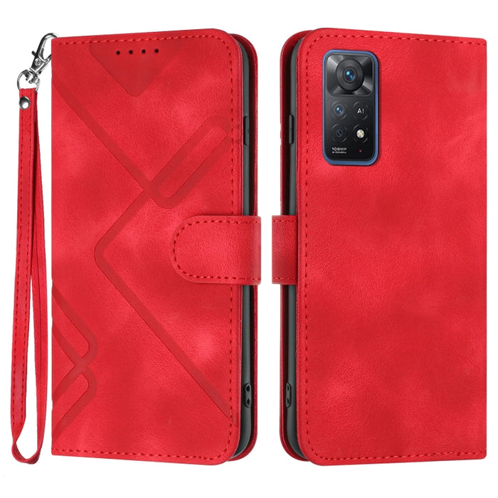 Estuche para teléfono de cuero con patrón de línea y sensación de piel, For Xiaomi Poco M5, For Xiaomi Poco M5s 4G Global, For Xiaomi Redmi Note 11 Pro 4G/5G Global, For Xiaomi Redmi Note 11SE 4G India, For Xiaomi Redmi 10 Power, For Xiaomi Redmi 10A 4...