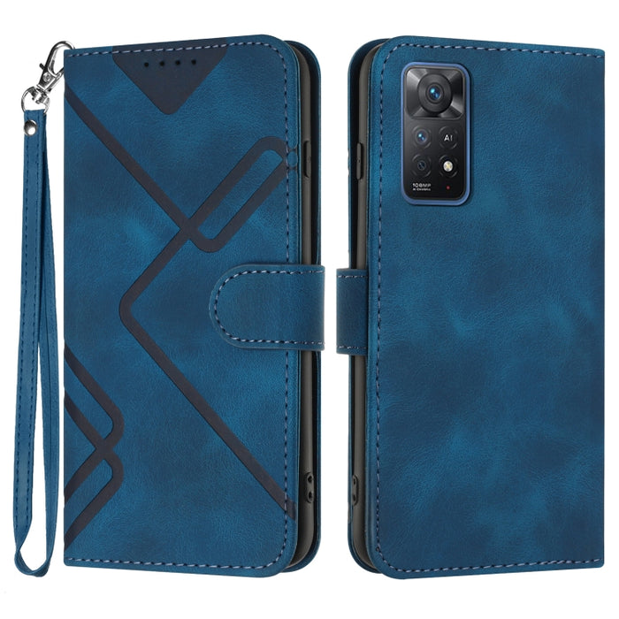 Estuche para teléfono de cuero con patrón de línea y sensación de piel, For Xiaomi Poco M5, For Xiaomi Poco M5s 4G Global, For Xiaomi Redmi Note 11 Pro 4G/5G Global, For Xiaomi Redmi Note 11SE 4G India, For Xiaomi Redmi 10 Power, For Xiaomi Redmi 10A 4...