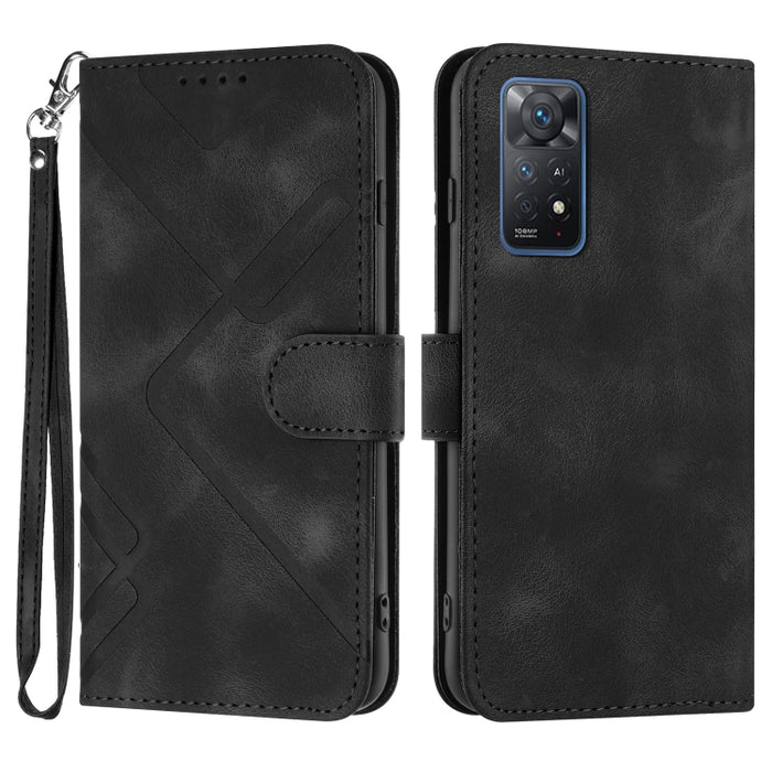 Estuche para teléfono de cuero con patrón de línea y sensación de piel, For Xiaomi Poco M5, For Xiaomi Poco M5s 4G Global, For Xiaomi Redmi Note 11 Pro 4G/5G Global, For Xiaomi Redmi Note 11SE 4G India, For Xiaomi Redmi 10 Power, For Xiaomi Redmi 10A 4...