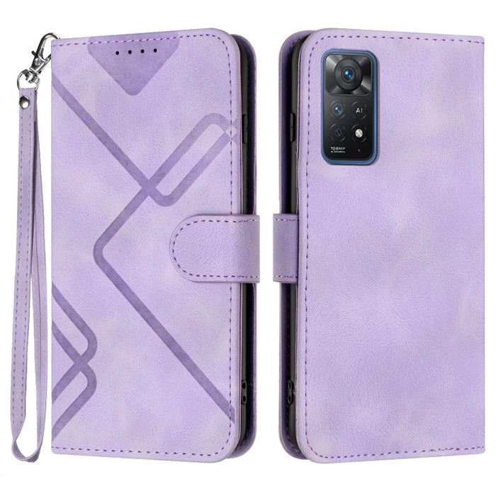 Estuche para teléfono de cuero con patrón de línea y sensación de piel, For Xiaomi Poco M5, For Xiaomi Poco M5s 4G Global, For Xiaomi Redmi Note 11 Pro 4G/5G Global, For Xiaomi Redmi Note 11SE 4G India, For Xiaomi Redmi 10 Power, For Xiaomi Redmi 10A 4...