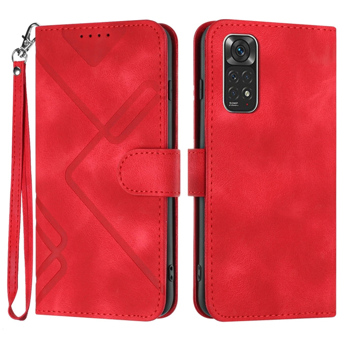 Estuche para teléfono de cuero con patrón de línea y sensación de piel, For Xiaomi Poco M5, For Xiaomi Poco M5s 4G Global, For Xiaomi Redmi Note 11 Pro 4G/5G Global, For Xiaomi Redmi Note 11SE 4G India, For Xiaomi Redmi 10 Power, For Xiaomi Redmi 10A 4...