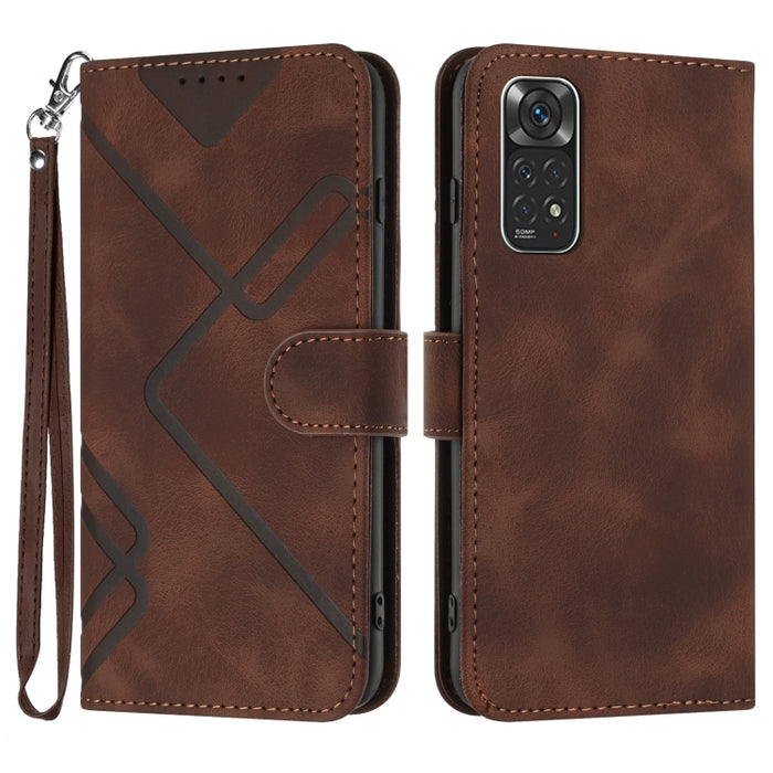 Estuche para teléfono de cuero con patrón de línea y sensación de piel, For Xiaomi Poco M5, For Xiaomi Poco M5s 4G Global, For Xiaomi Redmi Note 11 Pro 4G/5G Global, For Xiaomi Redmi Note 11SE 4G India, For Xiaomi Redmi 10 Power, For Xiaomi Redmi 10A 4...