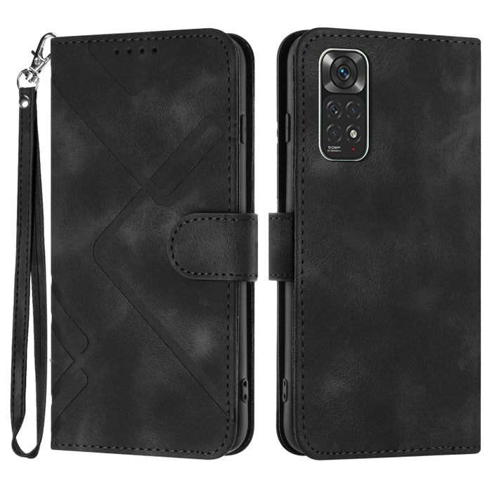 Estuche para teléfono de cuero con patrón de línea y sensación de piel, For Xiaomi Poco M5, For Xiaomi Poco M5s 4G Global, For Xiaomi Redmi Note 11 Pro 4G/5G Global, For Xiaomi Redmi Note 11SE 4G India, For Xiaomi Redmi 10 Power, For Xiaomi Redmi 10A 4...
