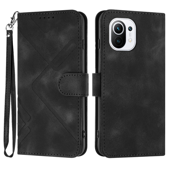 Estuche para teléfono de cuero con patrón de línea y sensación de piel, For Xiaomi Poco M5, For Xiaomi Poco M5s 4G Global, For Xiaomi Redmi Note 11 Pro 4G/5G Global, For Xiaomi Redmi Note 11SE 4G India, For Xiaomi Redmi 10 Power, For Xiaomi Redmi 10A 4...