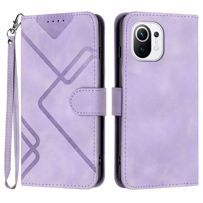 Estuche para teléfono de cuero con patrón de línea y sensación de piel, For Xiaomi Poco M5, For Xiaomi Poco M5s 4G Global, For Xiaomi Redmi Note 11 Pro 4G/5G Global, For Xiaomi Redmi Note 11SE 4G India, For Xiaomi Redmi 10 Power, For Xiaomi Redmi 10A 4...