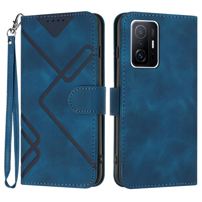 Estuche para teléfono de cuero con patrón de línea y sensación de piel, For Xiaomi Poco M5, For Xiaomi Poco M5s 4G Global, For Xiaomi Redmi Note 11 Pro 4G/5G Global, For Xiaomi Redmi Note 11SE 4G India, For Xiaomi Redmi 10 Power, For Xiaomi Redmi 10A 4...