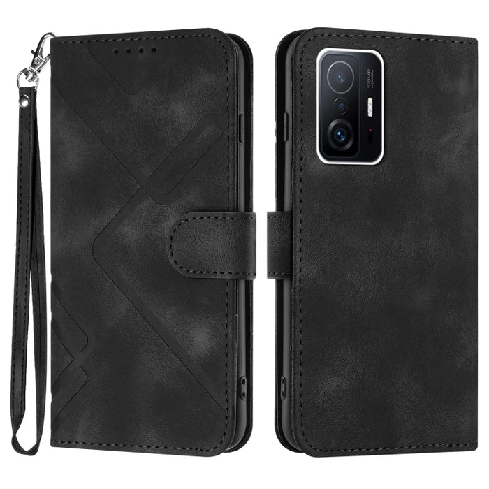 Estuche para teléfono de cuero con patrón de línea y sensación de piel, For Xiaomi Poco M5, For Xiaomi Poco M5s 4G Global, For Xiaomi Redmi Note 11 Pro 4G/5G Global, For Xiaomi Redmi Note 11SE 4G India, For Xiaomi Redmi 10 Power, For Xiaomi Redmi 10A 4...