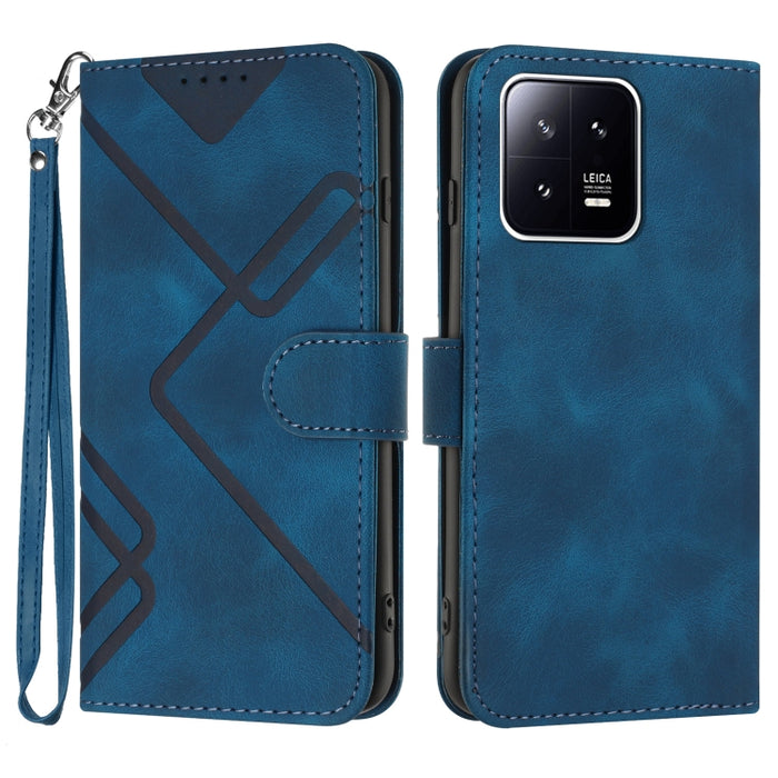 Estuche para teléfono de cuero con patrón de línea y sensación de piel, For Xiaomi Redmi Note 13 Pro 4G, For Xiaomi Redmi Note 13 4G, For Xiaomi Redmi 13C, For Xiaomi Redmi K70E, For Xiaomi 14 Pro, For Xiaomi 14, For Xiaomi Redmi K70                   ...