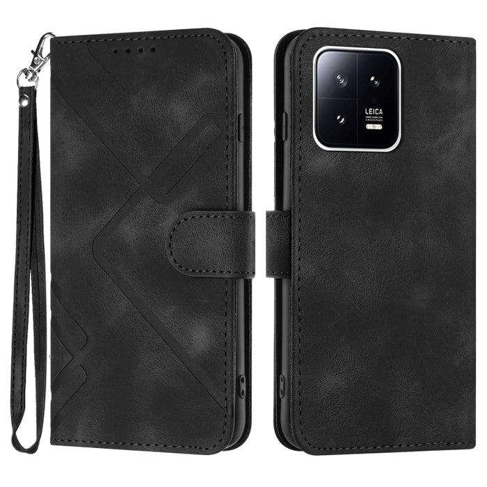 Estuche para teléfono de cuero con patrón de línea y sensación de piel, For Xiaomi Redmi Note 13 Pro 4G, For Xiaomi Redmi Note 13 4G, For Xiaomi Redmi 13C, For Xiaomi Redmi K70E, For Xiaomi 14 Pro, For Xiaomi 14, For Xiaomi Redmi K70                   ...