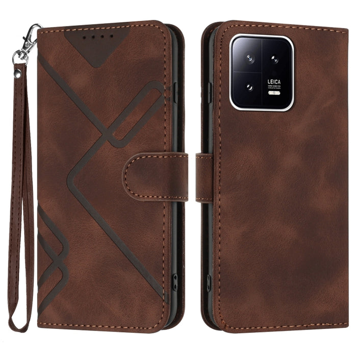 Estuche para teléfono de cuero con patrón de línea y sensación de piel, For Xiaomi Redmi Note 13 Pro 4G, For Xiaomi Redmi Note 13 4G, For Xiaomi Redmi 13C, For Xiaomi Redmi K70E, For Xiaomi 14 Pro, For Xiaomi 14, For Xiaomi Redmi K70                   ...
