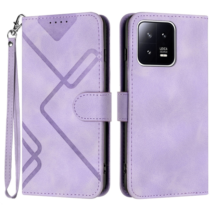 Estuche para teléfono de cuero con patrón de línea y sensación de piel, For Xiaomi Redmi Note 13 Pro 4G, For Xiaomi Redmi Note 13 4G, For Xiaomi Redmi 13C, For Xiaomi Redmi K70E, For Xiaomi 14 Pro, For Xiaomi 14, For Xiaomi Redmi K70                   ...