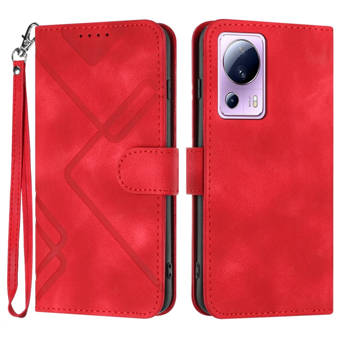 Estuche para teléfono de cuero con patrón de línea y sensación de piel, For Xiaomi Redmi Note 13 Pro 4G, For Xiaomi Redmi Note 13 4G, For Xiaomi Redmi 13C, For Xiaomi Redmi K70E, For Xiaomi 14 Pro, For Xiaomi 14, For Xiaomi Redmi K70                   ...