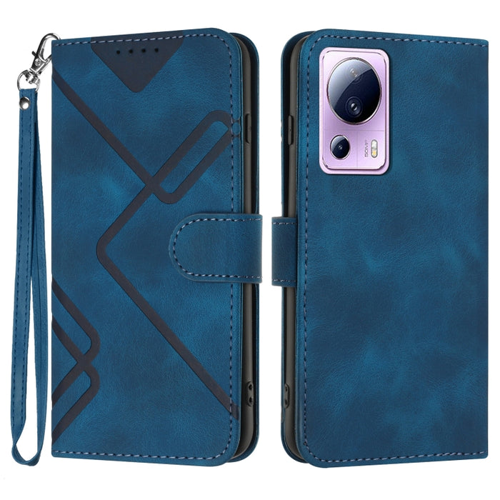 Estuche para teléfono de cuero con patrón de línea y sensación de piel, For Xiaomi Redmi Note 13 Pro 4G, For Xiaomi Redmi Note 13 4G, For Xiaomi Redmi 13C, For Xiaomi Redmi K70E, For Xiaomi 14 Pro, For Xiaomi 14, For Xiaomi Redmi K70                   ...