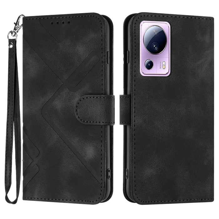 Estuche para teléfono de cuero con patrón de línea y sensación de piel, For Xiaomi Redmi Note 13 Pro 4G, For Xiaomi Redmi Note 13 4G, For Xiaomi Redmi 13C, For Xiaomi Redmi K70E, For Xiaomi 14 Pro, For Xiaomi 14, For Xiaomi Redmi K70                   ...