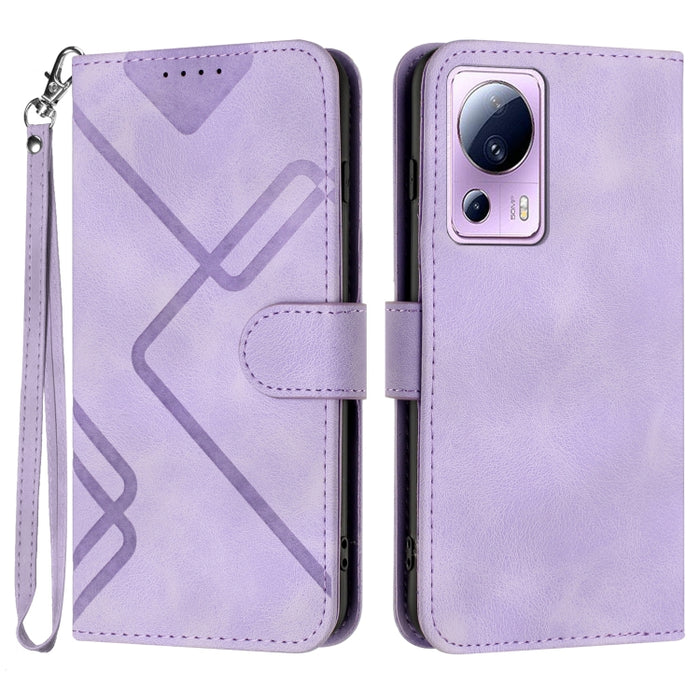 Estuche para teléfono de cuero con patrón de línea y sensación de piel, For Xiaomi Redmi Note 13 Pro 4G, For Xiaomi Redmi Note 13 4G, For Xiaomi Redmi 13C, For Xiaomi Redmi K70E, For Xiaomi 14 Pro, For Xiaomi 14, For Xiaomi Redmi K70                   ...