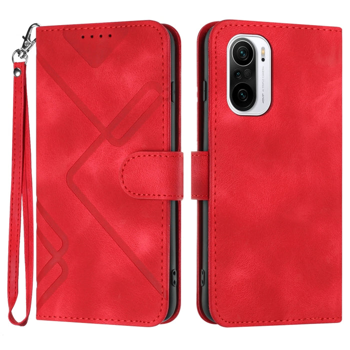Estuche para teléfono de cuero con patrón de línea y sensación de piel, For Xiaomi Poco M5, For Xiaomi Poco M5s 4G Global, For Xiaomi Redmi Note 11 Pro 4G/5G Global, For Xiaomi Redmi Note 11SE 4G India, For Xiaomi Redmi 10 Power, For Xiaomi Redmi 10A 4...