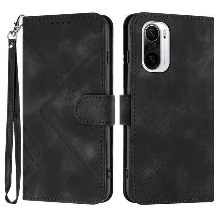 Estuche para teléfono de cuero con patrón de línea y sensación de piel, For Xiaomi Poco M5, For Xiaomi Poco M5s 4G Global, For Xiaomi Redmi Note 11 Pro 4G/5G Global, For Xiaomi Redmi Note 11SE 4G India, For Xiaomi Redmi 10 Power, For Xiaomi Redmi 10A 4...