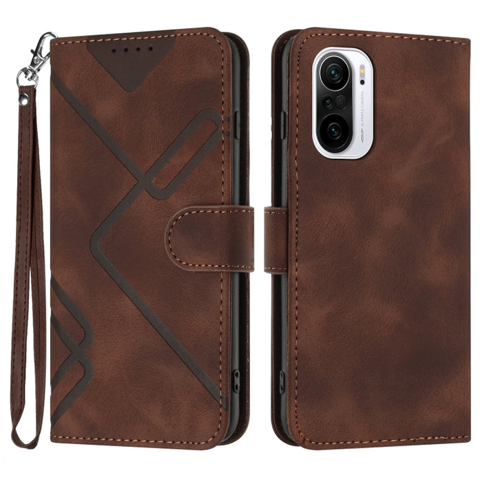Estuche para teléfono de cuero con patrón de línea y sensación de piel, For Xiaomi Poco M5, For Xiaomi Poco M5s 4G Global, For Xiaomi Redmi Note 11 Pro 4G/5G Global, For Xiaomi Redmi Note 11SE 4G India, For Xiaomi Redmi 10 Power, For Xiaomi Redmi 10A 4...