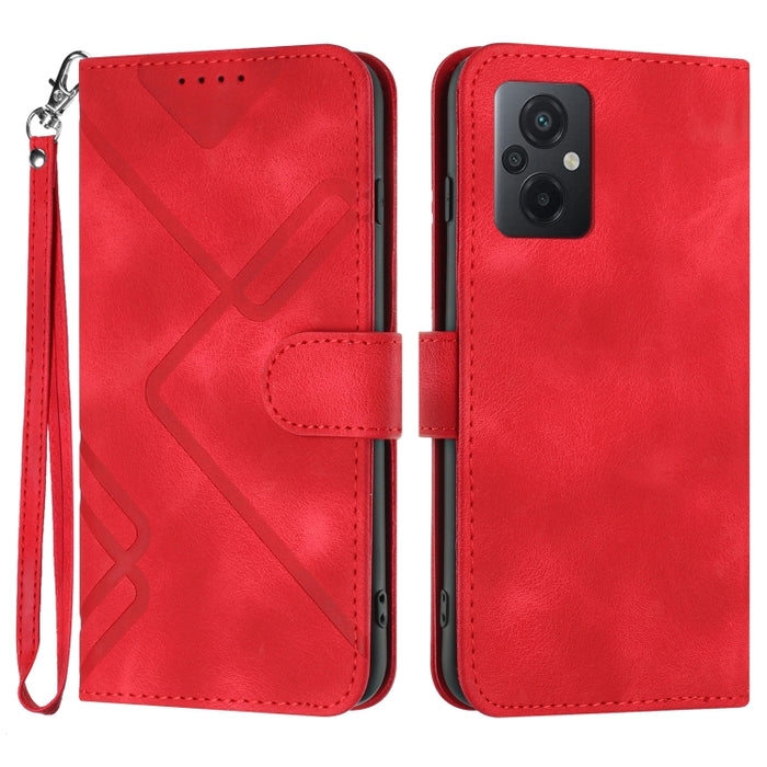 Estuche para teléfono de cuero con patrón de línea y sensación de piel, For Xiaomi Poco M5, For Xiaomi Poco M5s 4G Global, For Xiaomi Redmi Note 11 Pro 4G/5G Global, For Xiaomi Redmi Note 11SE 4G India, For Xiaomi Redmi 10 Power, For Xiaomi Redmi 10A 4...