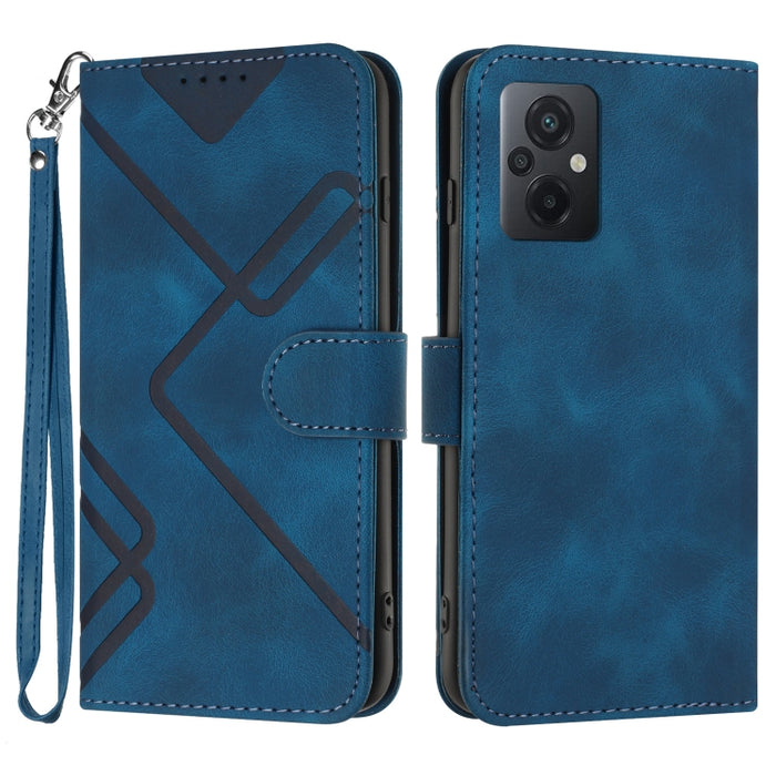 Estuche para teléfono de cuero con patrón de línea y sensación de piel, For Xiaomi Poco M5, For Xiaomi Poco M5s 4G Global, For Xiaomi Redmi Note 11 Pro 4G/5G Global, For Xiaomi Redmi Note 11SE 4G India, For Xiaomi Redmi 10 Power, For Xiaomi Redmi 10A 4...