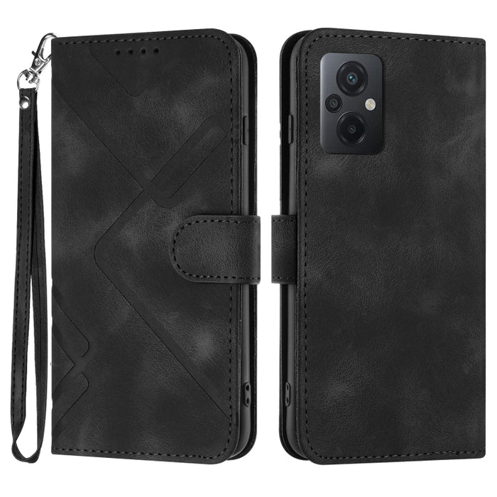 Estuche para teléfono de cuero con patrón de línea y sensación de piel, For Xiaomi Poco M5, For Xiaomi Poco M5s 4G Global, For Xiaomi Redmi Note 11 Pro 4G/5G Global, For Xiaomi Redmi Note 11SE 4G India, For Xiaomi Redmi 10 Power, For Xiaomi Redmi 10A 4...