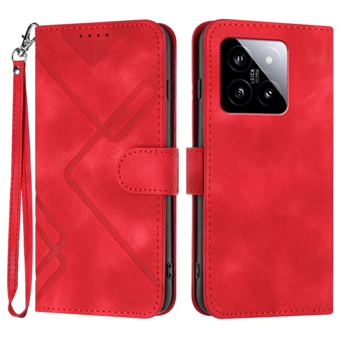 Estuche para teléfono de cuero con patrón de línea y sensación de piel, For Xiaomi Redmi Note 13 Pro 4G, For Xiaomi Redmi Note 13 4G, For Xiaomi Redmi 13C, For Xiaomi Redmi K70E, For Xiaomi 14 Pro, For Xiaomi 14, For Xiaomi Redmi K70                   ...
