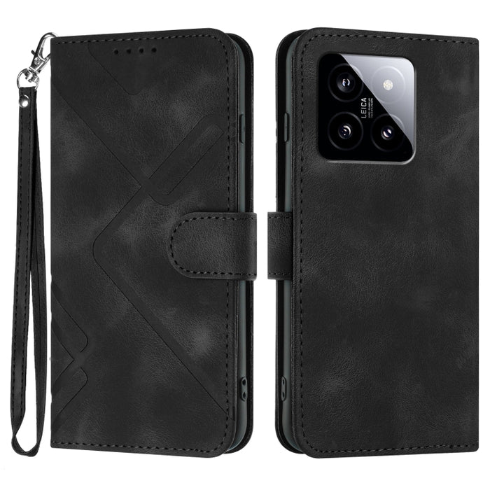 Estuche para teléfono de cuero con patrón de línea y sensación de piel, For Xiaomi Redmi Note 13 Pro 4G, For Xiaomi Redmi Note 13 4G, For Xiaomi Redmi 13C, For Xiaomi Redmi K70E, For Xiaomi 14 Pro, For Xiaomi 14, For Xiaomi Redmi K70                   ...
