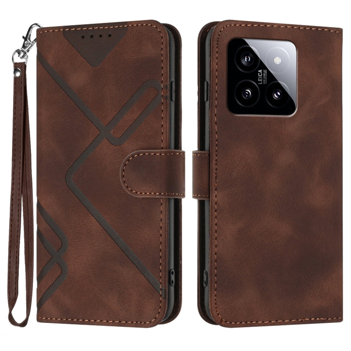 Estuche para teléfono de cuero con patrón de línea y sensación de piel, For Xiaomi Redmi Note 13 Pro 4G, For Xiaomi Redmi Note 13 4G, For Xiaomi Redmi 13C, For Xiaomi Redmi K70E, For Xiaomi 14 Pro, For Xiaomi 14, For Xiaomi Redmi K70                   ...