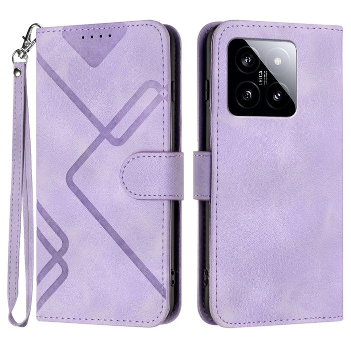 Estuche para teléfono de cuero con patrón de línea y sensación de piel, For Xiaomi Redmi Note 13 Pro 4G, For Xiaomi Redmi Note 13 4G, For Xiaomi Redmi 13C, For Xiaomi Redmi K70E, For Xiaomi 14 Pro, For Xiaomi 14, For Xiaomi Redmi K70                   ...