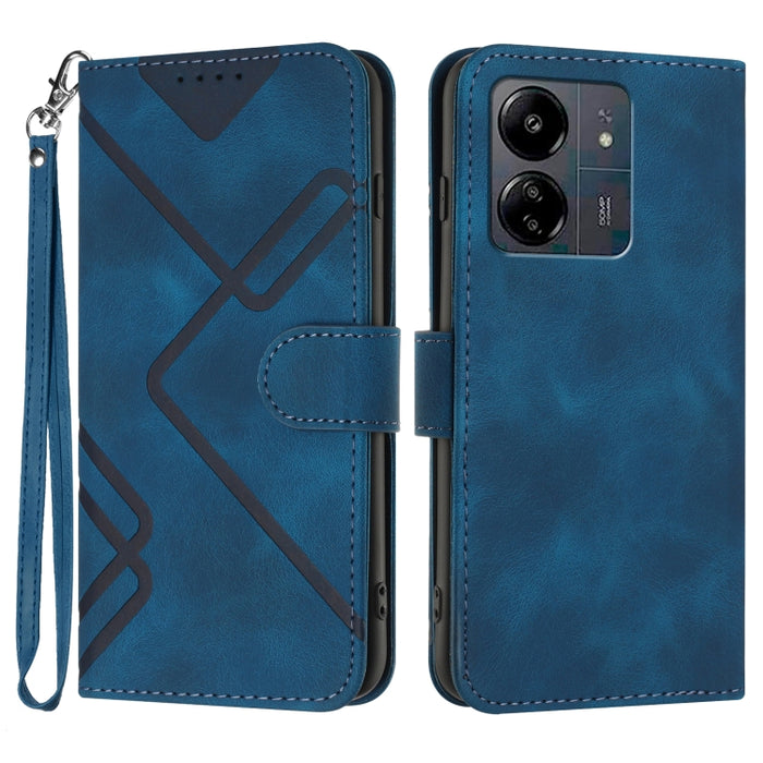 Estuche para teléfono de cuero con patrón de línea y sensación de piel, For Xiaomi Redmi Note 13 Pro 4G, For Xiaomi Redmi Note 13 4G, For Xiaomi Redmi 13C, For Xiaomi Redmi K70E, For Xiaomi 14 Pro, For Xiaomi 14, For Xiaomi Redmi K70                   ...