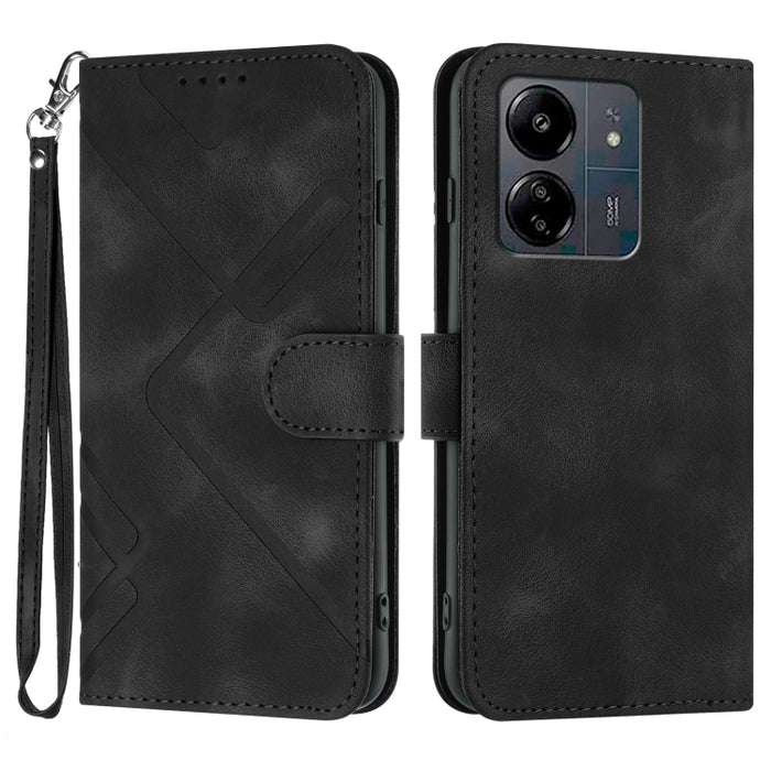 Estuche para teléfono de cuero con patrón de línea y sensación de piel, For Xiaomi Redmi Note 13 Pro 4G, For Xiaomi Redmi Note 13 4G, For Xiaomi Redmi 13C, For Xiaomi Redmi K70E, For Xiaomi 14 Pro, For Xiaomi 14, For Xiaomi Redmi K70                   ...