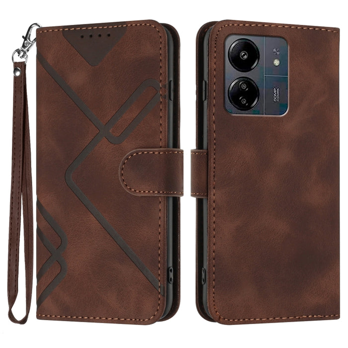 Estuche para teléfono de cuero con patrón de línea y sensación de piel, For Xiaomi Redmi Note 13 Pro 4G, For Xiaomi Redmi Note 13 4G, For Xiaomi Redmi 13C, For Xiaomi Redmi K70E, For Xiaomi 14 Pro, For Xiaomi 14, For Xiaomi Redmi K70                   ...